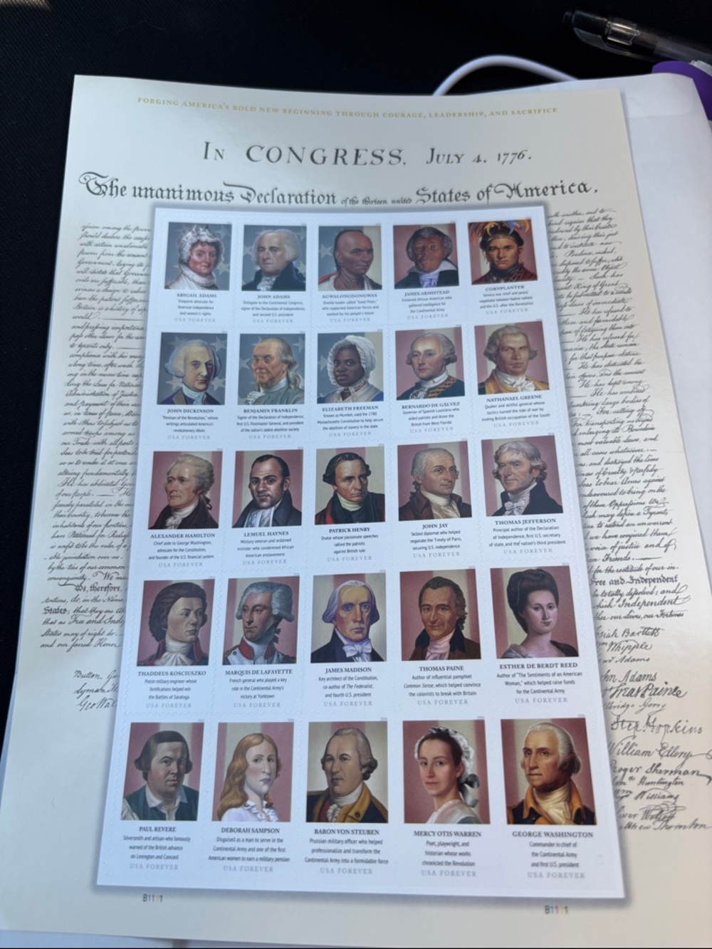 U.S. Presidents & Founders Collector Stamp Sheet - Multicolor